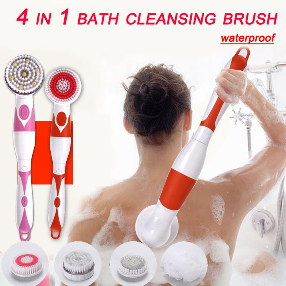 Arthritis Sufferers - This Long Handle Design Electric Bath Brush provides a deeper and more thorough cleansing experience, front side