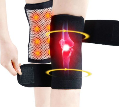 self-heating knee pads provide warmth and support to alleviate arthritis knee pain and discomfort, front side