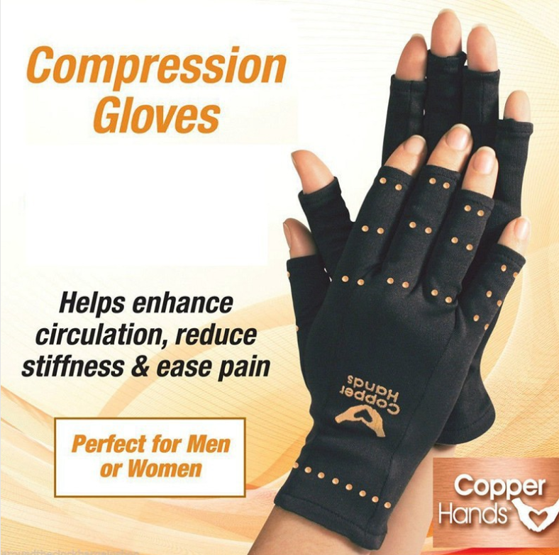 Copper Arthritis Gloves are designed to provide relief for those suffering from arthritis pain,  close up