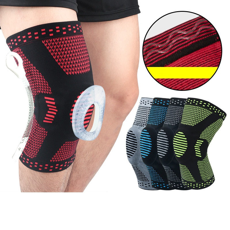 This Knee Protector Brace features a Silicone Spring Knee Pad for superior support and protection for those with weak knees, and autoimmune disease symptoms, close up