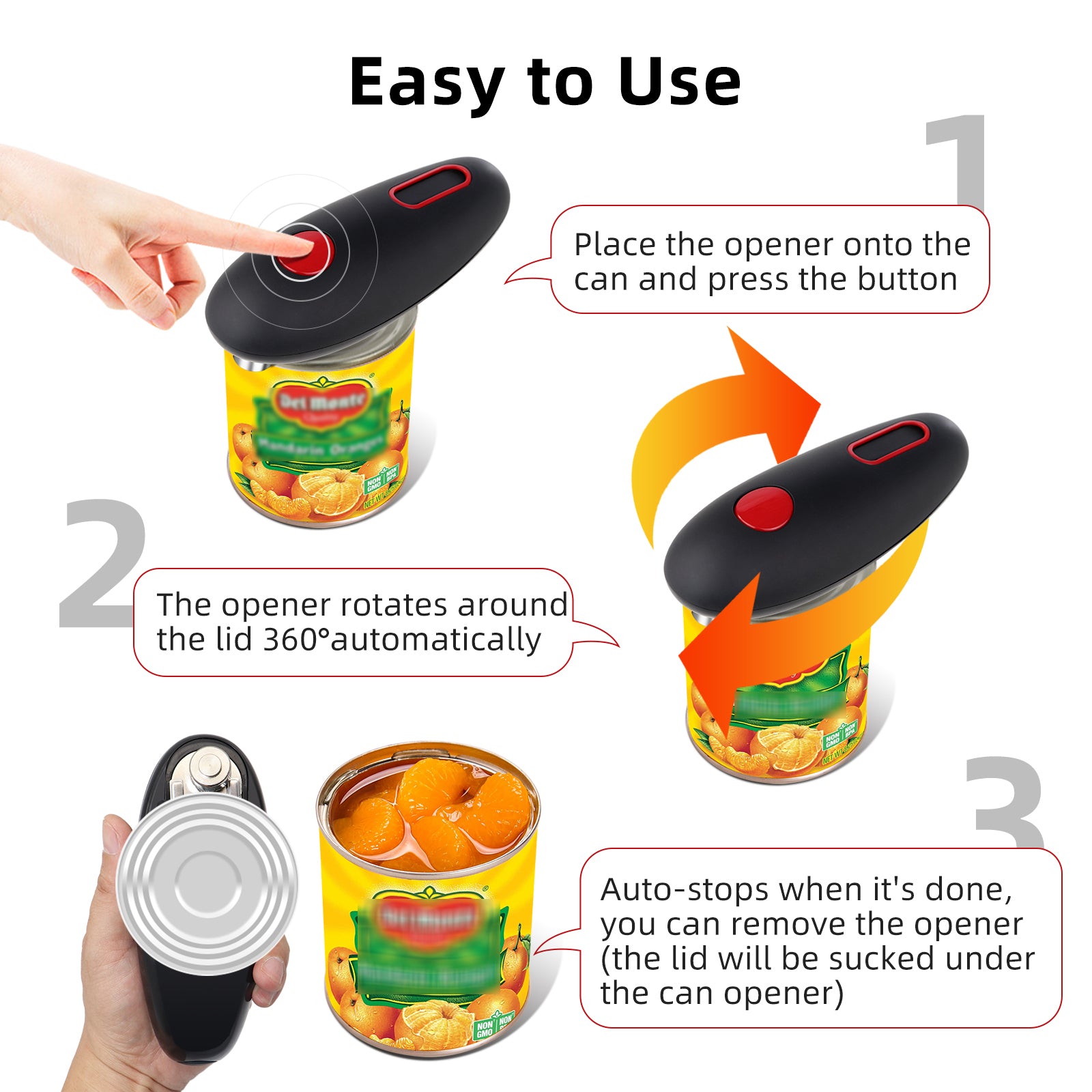 Electric Can Opener Automatic Bottle Opener Cordless. Designed with individuals with arthritis in mind, side view